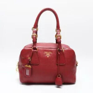 Prada Leather Handbag Boston Red